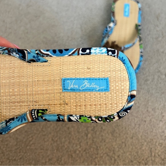 Floral Blue and Brown Women's Sandals - Picture 2 of 4